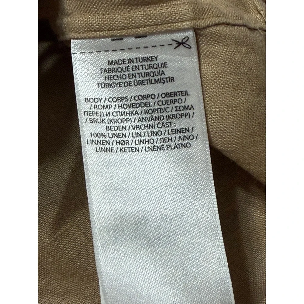 Polo Ralph Lauren Men Tan Linen Button Down Shirt Khaki Long Sleeve Sz 3XB